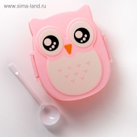 Ланч - бокс пластиковый с ложкой&laquo;Совушка&raquo;, 2 отделения: 300 мл, 450 мл, цвет МИКС