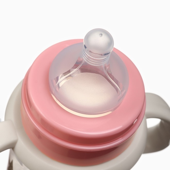 Бутылочка для кормления &Oslash;50мм ШГ, &laquo;Звезды&raquo;, 330мл, +3мес., цвет розовый, ручки молочные