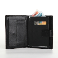 Портмоне мужское на магните 3 в 1, отдел для автодокументов, паспорта, цвет чёрный Портмоне мужское на магните 3 в 1, отдел для автодокументов, паспорта, цвет чёрный