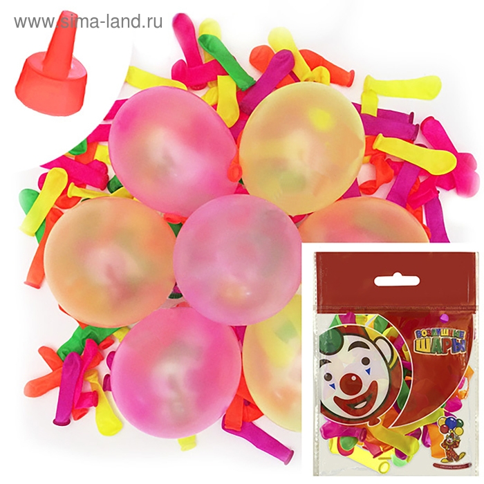 Шар латексный на стрип-ленте 2" &laquo;Водяная бомбочка&raquo; с насадкой для воды, набор 100 шт., цвета МИКС