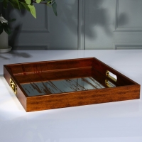 Поднос пластиковый прямоугольный с зеркалом &laquo;Штрихи&raquo;, 34 х 34 х 4,5 см сервировочный