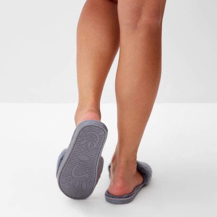 Тапочки женские с открытым носом размер 40-41, цвет серый