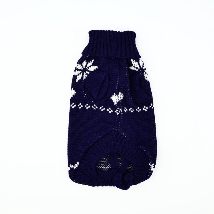 Одежда для собак. Свитер вязаный с орнаментом &laquo;Новогодний&raquo;, синий, размер L