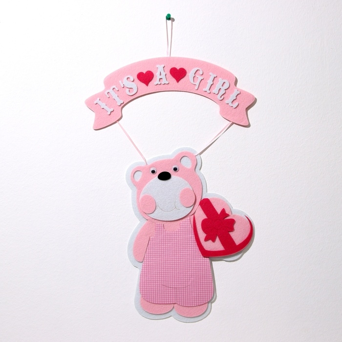 Декоративное украшение (подвеска) Декоративное украшение (подвеска) "Мишка IT'S A GIRL" 30,5х30,5х49 см, розовый