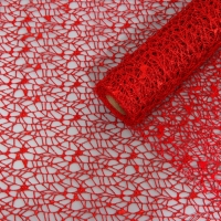 Упаковка для цветов "Паутинка с глиттером" красная, 48 см х 4,5 м Упаковка для цветов "Паутинка с глиттером" красная, 48 см х 4,5 м