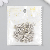 Декор шляпка для бусин "Цветок-полукруг" серебро 0,8х0,8 см набор 50 шт