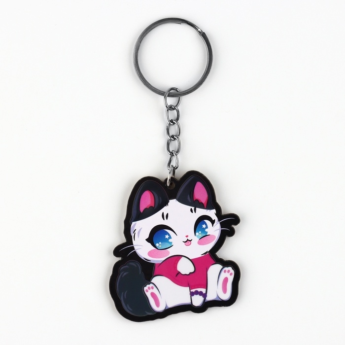 Брелок для ключей с наклейками в наборе &laquo;Кот&raquo;, 4.7 х 10 см