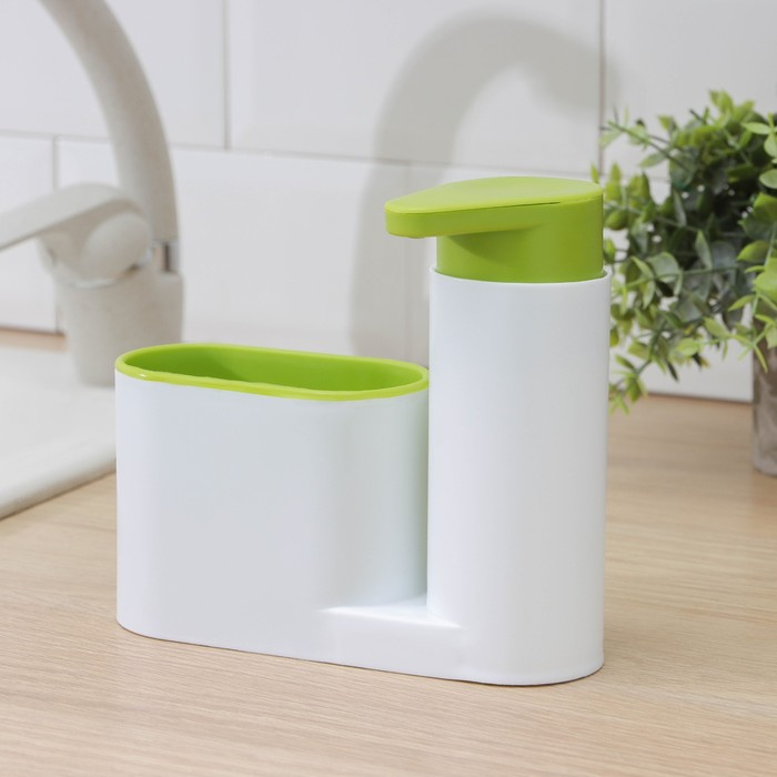 Подставка для ванных и кухонных принадлежностей с дозатором, 6&times;17,5&times;19 см, цвет МИКС