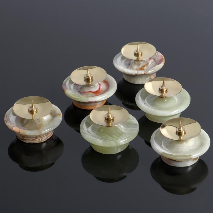 Набор подсвечников с иглой, 6шт, оникс Набор подсвечников с иглой, 6шт, оникс