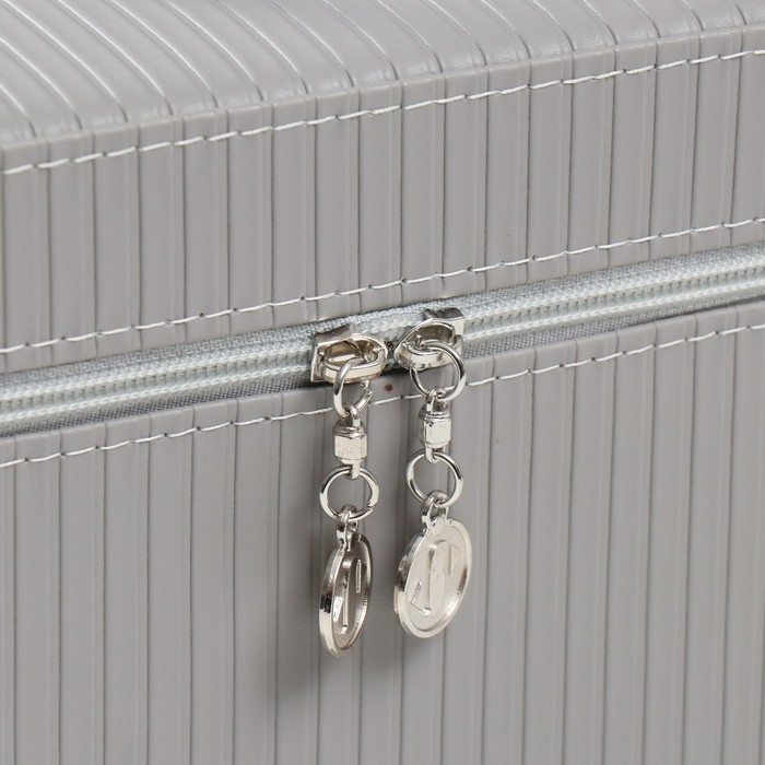 Шкатулка кожзам с зеркалом "Локки. Серый" набор 3 шт 21х13,5х13;18,5х10,5х10;16,5х15х23 см