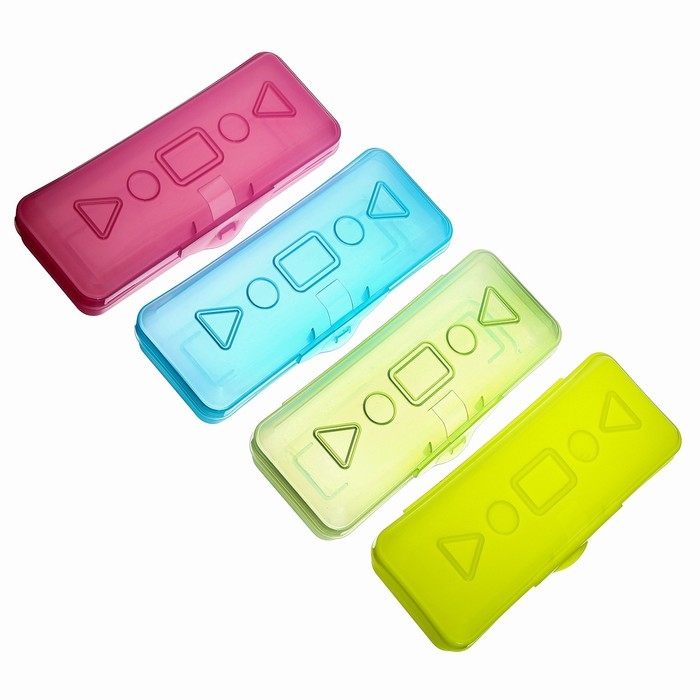 Пенал-футляр Calligrata Пенал-футляр Calligrata "Школьный", 80 х 205 х 38 мм, полупрозрачный. пластиковый, микс