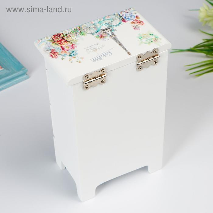 Шкатулка дерево комод 2 ящика Шкатулка дерево комод 2 ящика "Эйфелева башня и суккуленты" 18,5х7,5х11,8 см