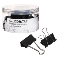 Набор зажимов для бумаг черных 51мм 12 штук, в пластиковой тубе Набор зажимов для бумаг черных 51мм 12 штук, в пластиковой тубе