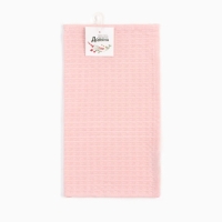 Набор кухонных полотенец Доляна, цвет розовый, 35х60см-2шт, 100% хл, вафля, 220 гр/м2