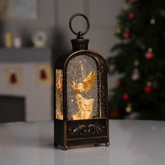 Светодиодная фигура &laquo;Фонарь с ангелом&raquo; 10.2 &times; 23 &times; 5.8 см, пластик, батарейки ААх3 (не в комплекте), USB, свечение тёплое белое