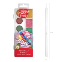 Акварель 11 цветов, ErichKrause ArtBerry Pearl, перламутровая, с УФ-защитой, с увеличенными кюветами XXL, без кисти, пластик, европодвес