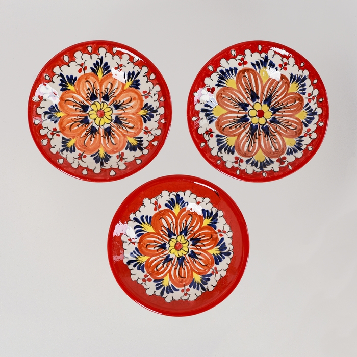 Конфетница Риштанская Керамика Конфетница Риштанская Керамика "Цветы", красная