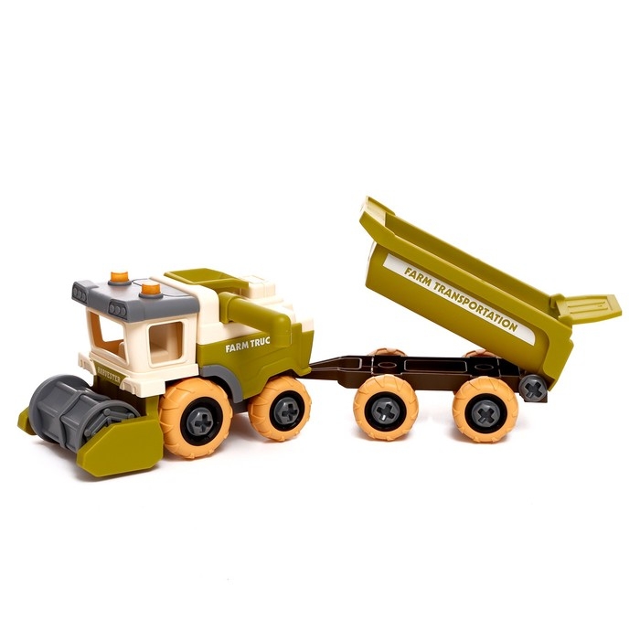 Конструктор винтовой &laquo;Комбайн с прицепом&raquo;, с отвёрткой