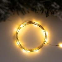 Гирлянда «Нить» 2 м роса, IP20, серебристая нить, 20 LED, свечение тёплое белое, USB Гирлянда «Нить» 2 м роса, IP20, серебристая нить, 20 LED, свечение тёплое белое, USB