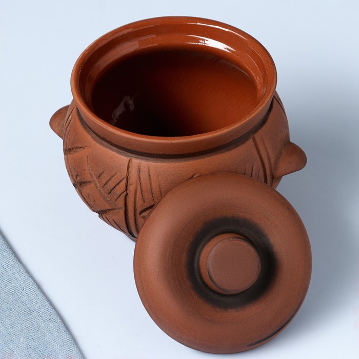 Горшок керамический для запекания Горшок керамический для запекания "Кунгурский" с ручками, молочение / 0,65л