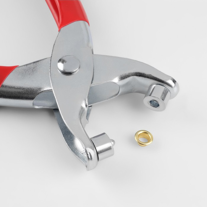 Щипцы для установки блочек, с прорезиненными ручками, с блочками, d = 4 мм, 14 × 8 см, цвет серебряный/красный Щипцы для установки блочек, с прорезиненными ручками, с блочками, d = 4 мм, 14 × 8 см, цвет серебряный/красный