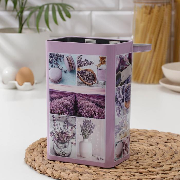 Банка с крышкой для сыпучих продуктов &laquo;Лаванда&raquo;, 2,7 л, прямоугольная, 13,5&times;9,5 см, цвет и рисунок МИКС