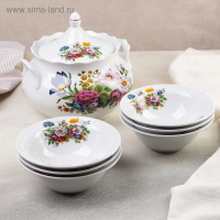 Набор фарфоровый для пельменей &laquo;Букет цветов&raquo;, 7 предметов
