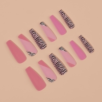 Накладные ногти &laquo;Зебра&raquo;, 12 шт, с клеевыми пластинами, форма балерина, разноцветные