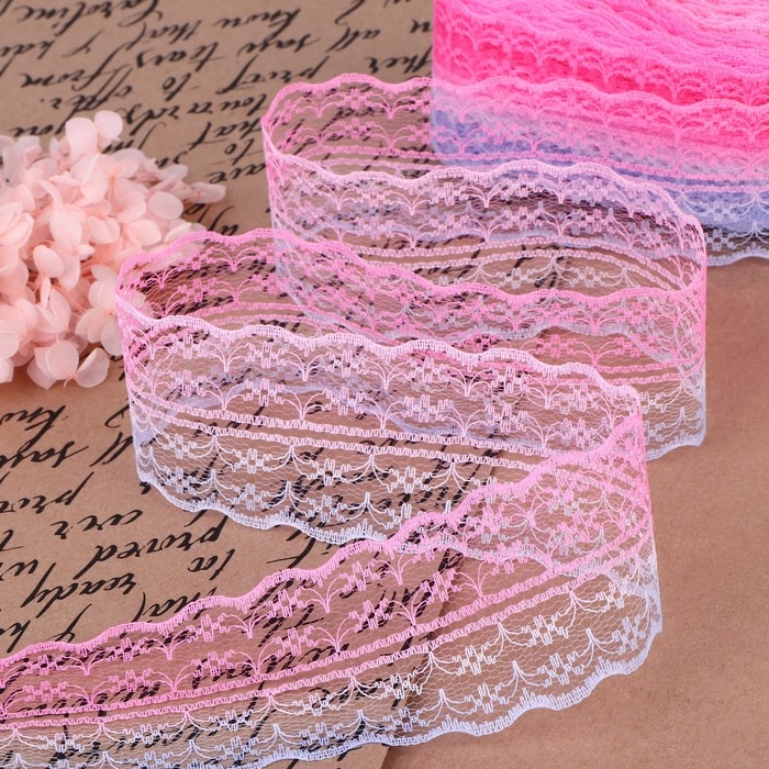 Кружево капроновое &laquo;Градиент&raquo;, 45 мм &times; 10 &plusmn; 1 м, цвет розовый/сиреневый №3