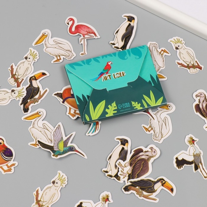 Наклейки для творчества Наклейки для творчества "Экзотические птицы" тиснение золото набор 48 шт 9х7х0,8 см