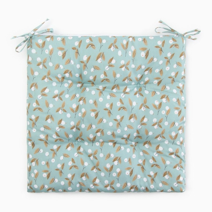 Сидушка на стул Этель "Цветы" цв.голубой, 40х40 см, 100% п/э