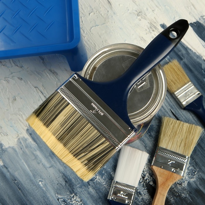 Кисть плоская ТУНДРА, искусственная щетина, пластиковая рукоятка, 4 Кисть плоская ТУНДРА, искусственная щетина, пластиковая рукоятка, 4", 100 мм