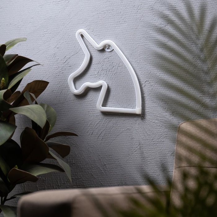 Неоновая вывеска &laquo;Единорог&raquo; 22 x 19 см, батарейки AAx3 (нет в комплекте) + USB, свечение розовое