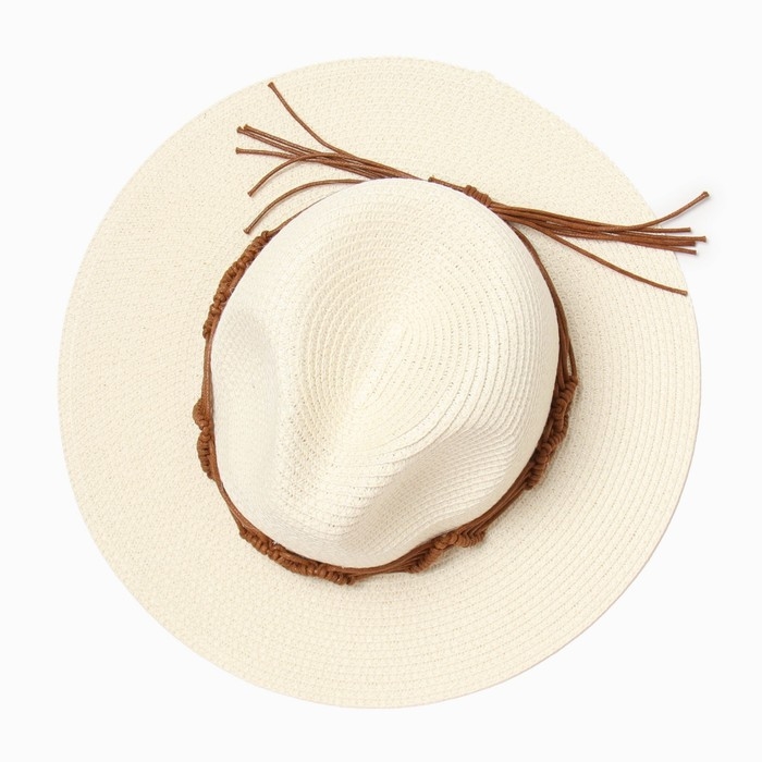 Шляпа женская MINAKU цв. молочный, р-р 56-58 Шляпа женская MINAKU цв. молочный, р-р 56-58