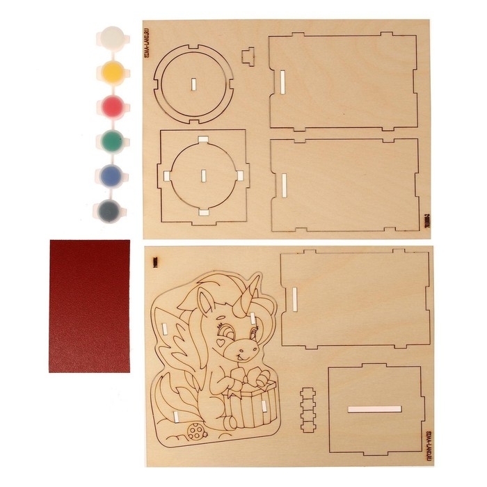 Роспись копилки и гравюра на новый год &laquo;Единорог и подарки&raquo;, новогодний набор для творчества