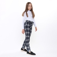 Брюки школьные для девочек, цвет тёмно-синий, рост 170 см