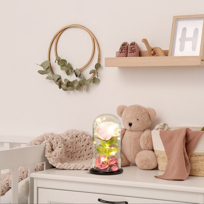 Ночник колба Ночник колба "Розовая роза" LED 3AAA 8х8х17 см RISALUX