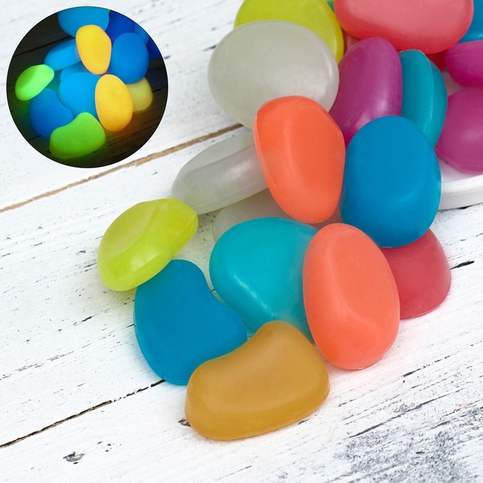 Декоративные камни для аквариума, светящиеся, 45 мм, 1 кг, микс Декоративные камни для аквариума, светящиеся, 45 мм, 1 кг, микс