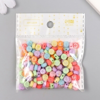 Набор бусин для творчества пластик "Сердечки и звёзды" цветные 20 гр 0,4х0,7х0,7 см