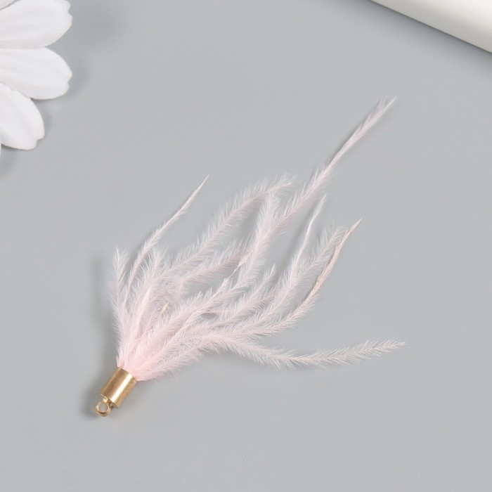 Декор для творчества перо "Кисть Страус" набор 2 шт  розовый 9х0,5 см