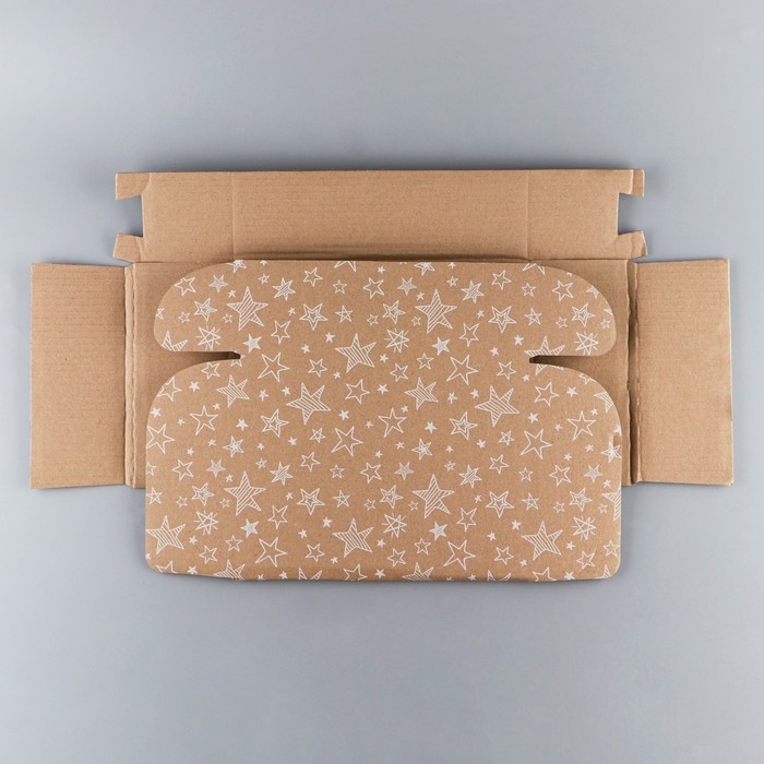 Коробка подарочная сборная, упаковка, &laquo;Звёзды&raquo;, бурый, 27 х 21 х 9 см