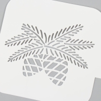 Трафарет пластиковый "Веточка с шишками", размер 9х9 см