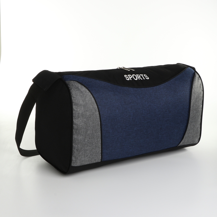 Сумка спортивная на молнии, регулируемый ремень, средний размер, цвет чёрный/синий Сумка спортивная на молнии, регулируемый ремень, средний размер, цвет чёрный/синий