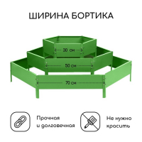 Клумба оцинкованная, 3 яруса, d = 60–100–140 см, h = 45 см, зелёная, Greengo Клумба оцинкованная, 3 яруса, d = 60–100–140 см, h = 45 см, зелёная, Greengo