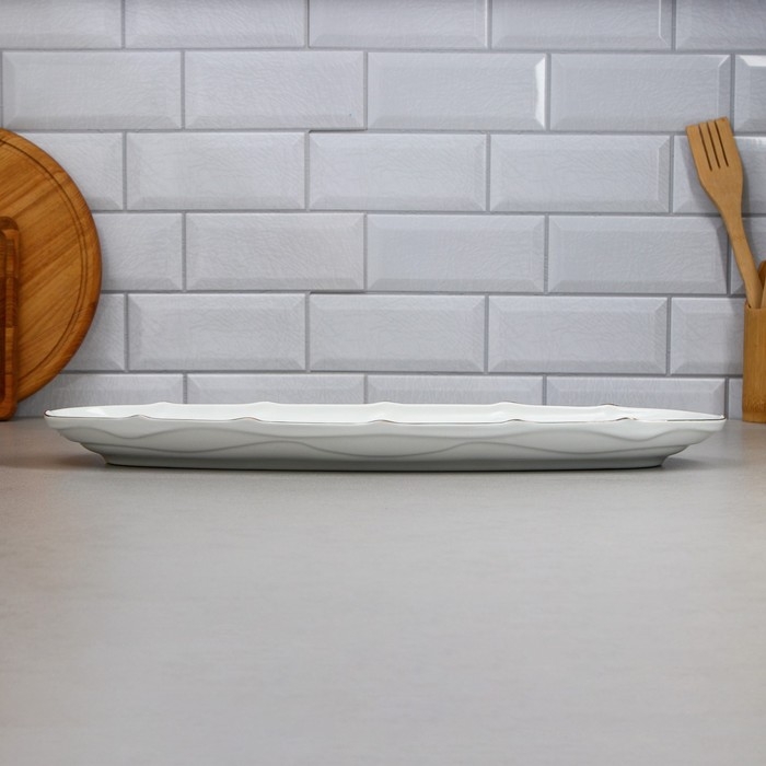 Селедочница &laquo;Рыбное ассорти&raquo;, 1.5 л, золотая обводка, фарфор, Иран