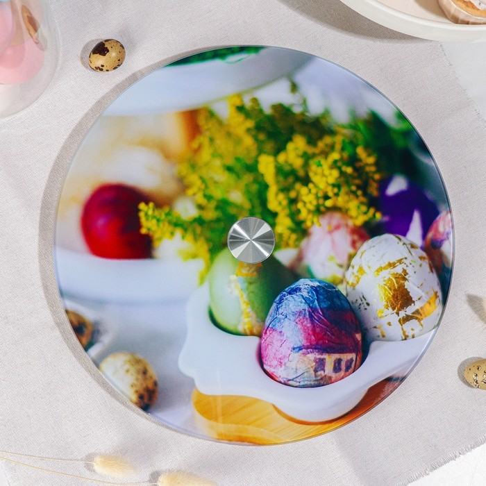 Подставка стеклянная для торта вращающаяся Доляна «Светлая Пасха», d=32 см ㅤ Подставка стеклянная для торта вращающаяся Доляна «Светлая Пасха», d=32 см ㅤ