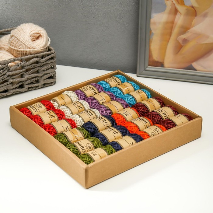 Тесьма декоративная текстиль Тесьма декоративная текстиль "Джут яркий" намотка 10 метров набор 24 шт МИКС 4,5х25х25 см