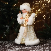 Снегурочка "В шубке с орнаментом" двигается, с подсветкой, 40х20 см, золото Снегурочка "В шубке с орнаментом" двигается, с подсветкой, 40х20 см, золото