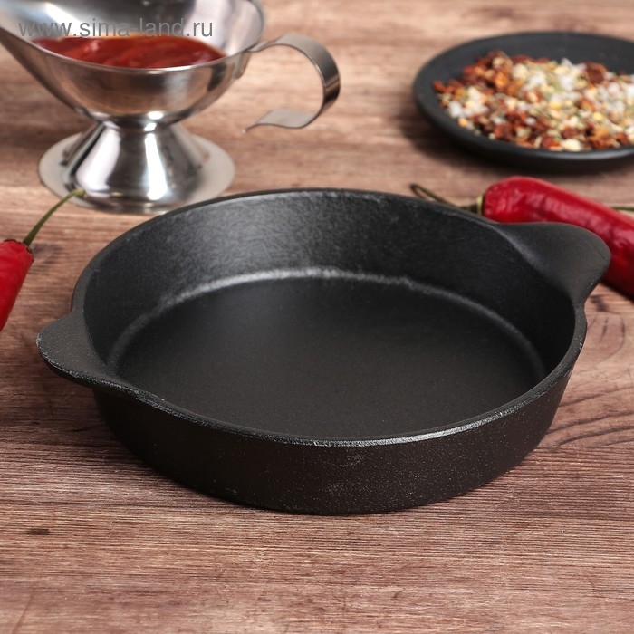 Сковорода чугунная &laquo;Круг&raquo;, 15,5 см, с ручками