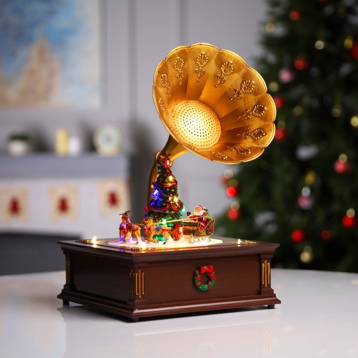 Светодиодная фигура &laquo;Рождественский граммофон&raquo; 24.5 &times; 35.5 &times; 22.5 см, полистоун, батарейки ААх3 (не в комплекте), USB, свечение мульти